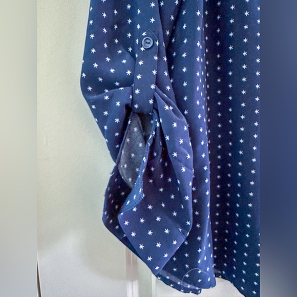 Chico’s Blouse, Blue with white star pattern - Picture 4 of 6
